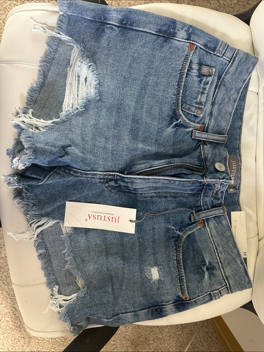 Just USA Blue Distressed High-Rise Jean Shorts